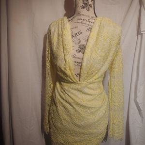 Juniors Vibrant Yellow Sexy Lace Dress